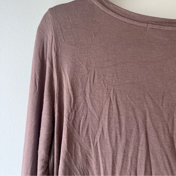 Cyrus Mauve Brown V-Neck Long Sleeve Top Medium | Soft Stretch Rayon Spandex - Picture 11 of 11